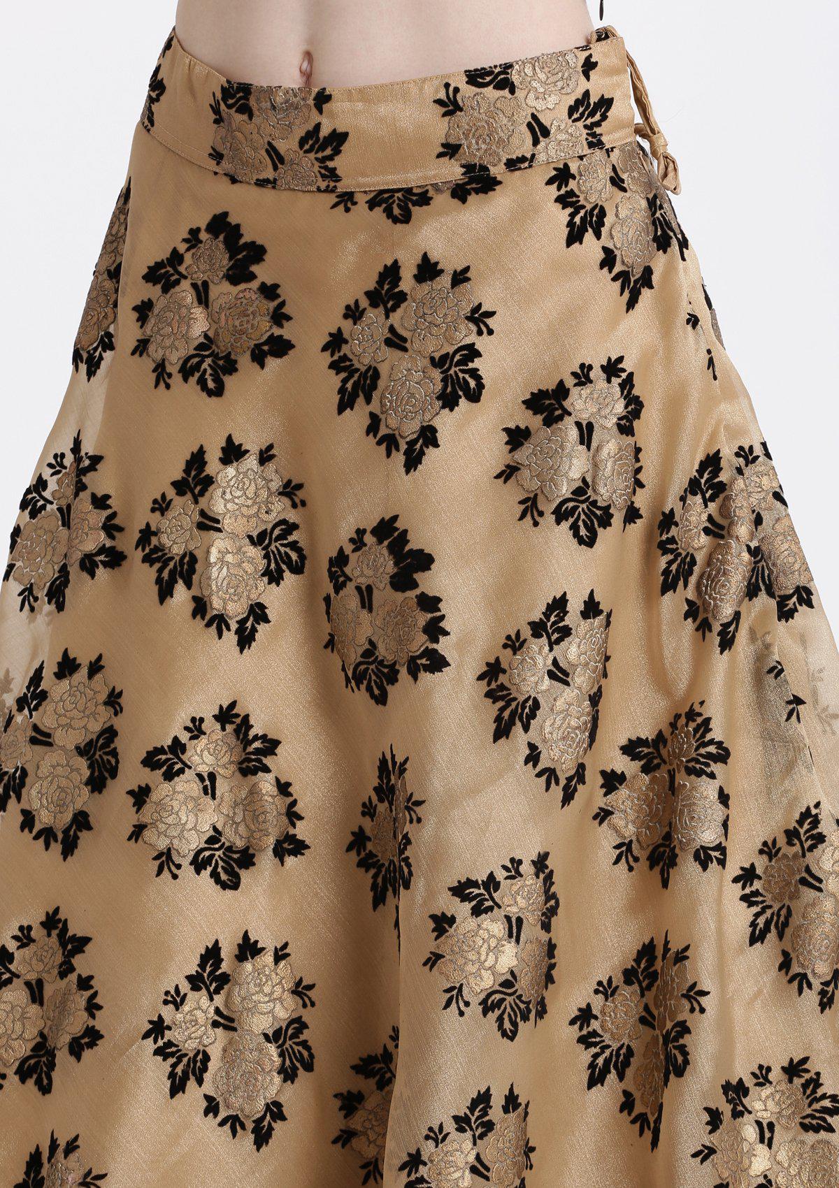 Gold Swarovski Tissue Readymade Lehenga - Image 8