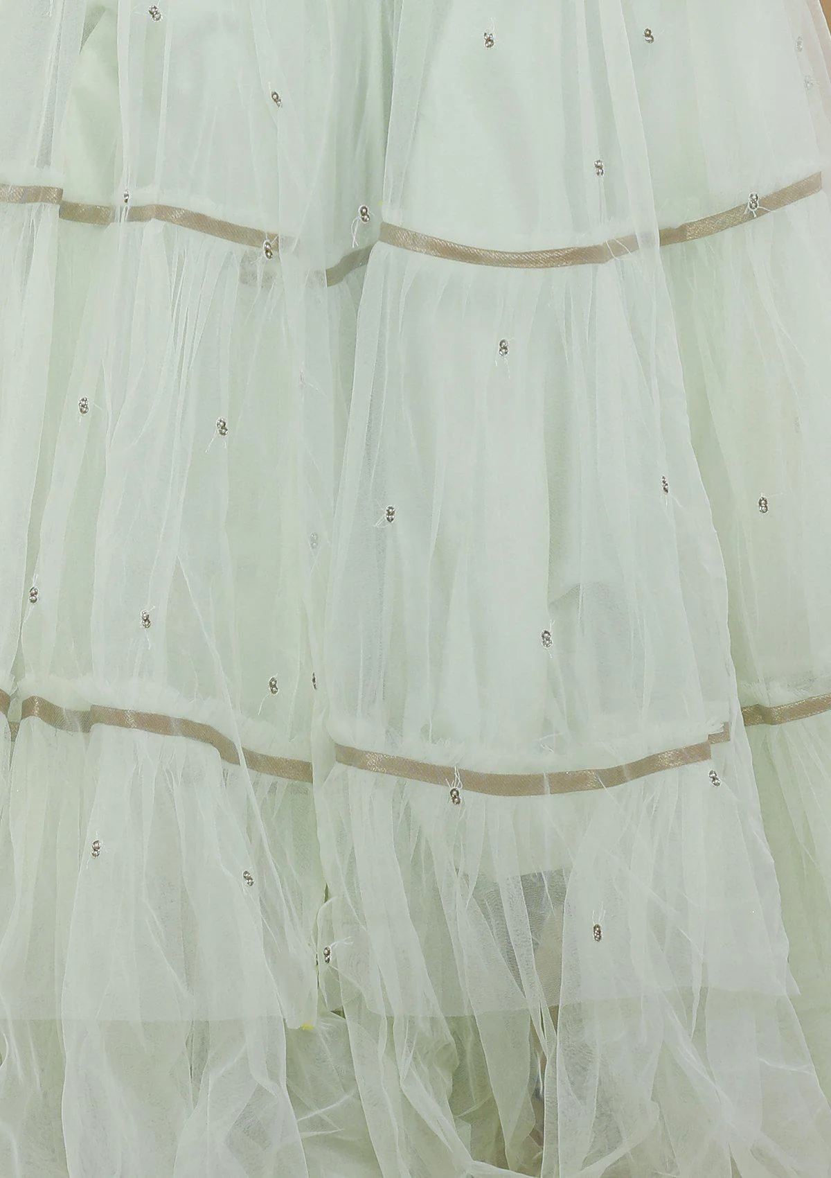 Mint Green Chequered Pearl Readymade Lehenga - Image 7