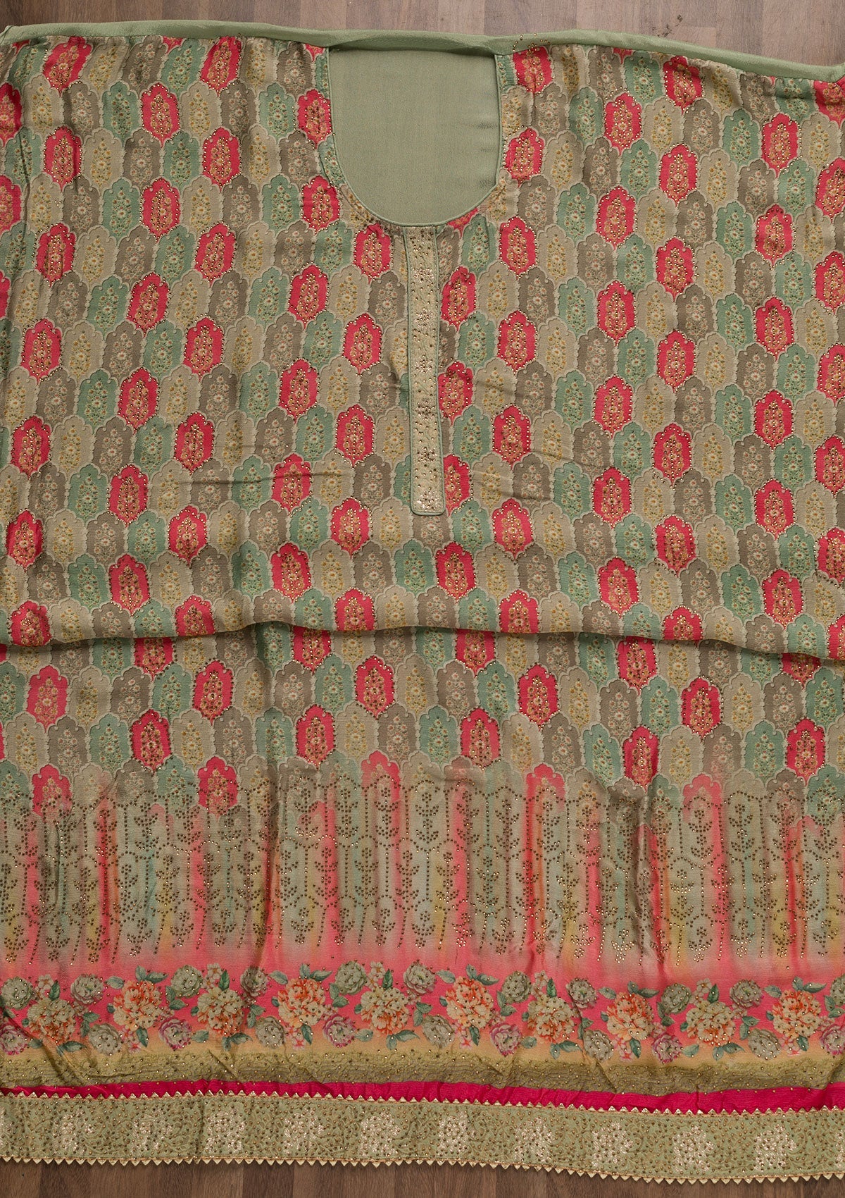 Mustard Yellow Threadwork Chanderi Readymade Salwar Suit - Image 14