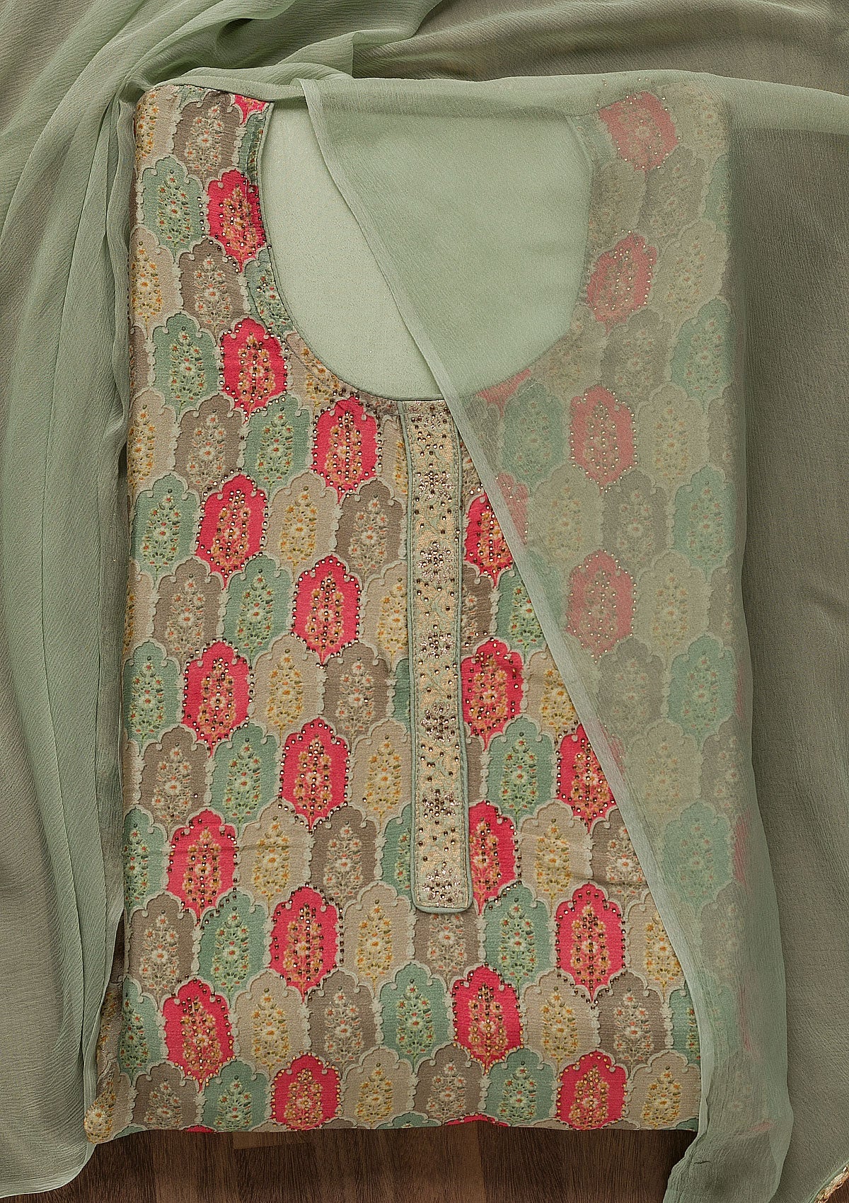 Mustard Yellow Threadwork Chanderi Readymade Salwar Suit - Image 15