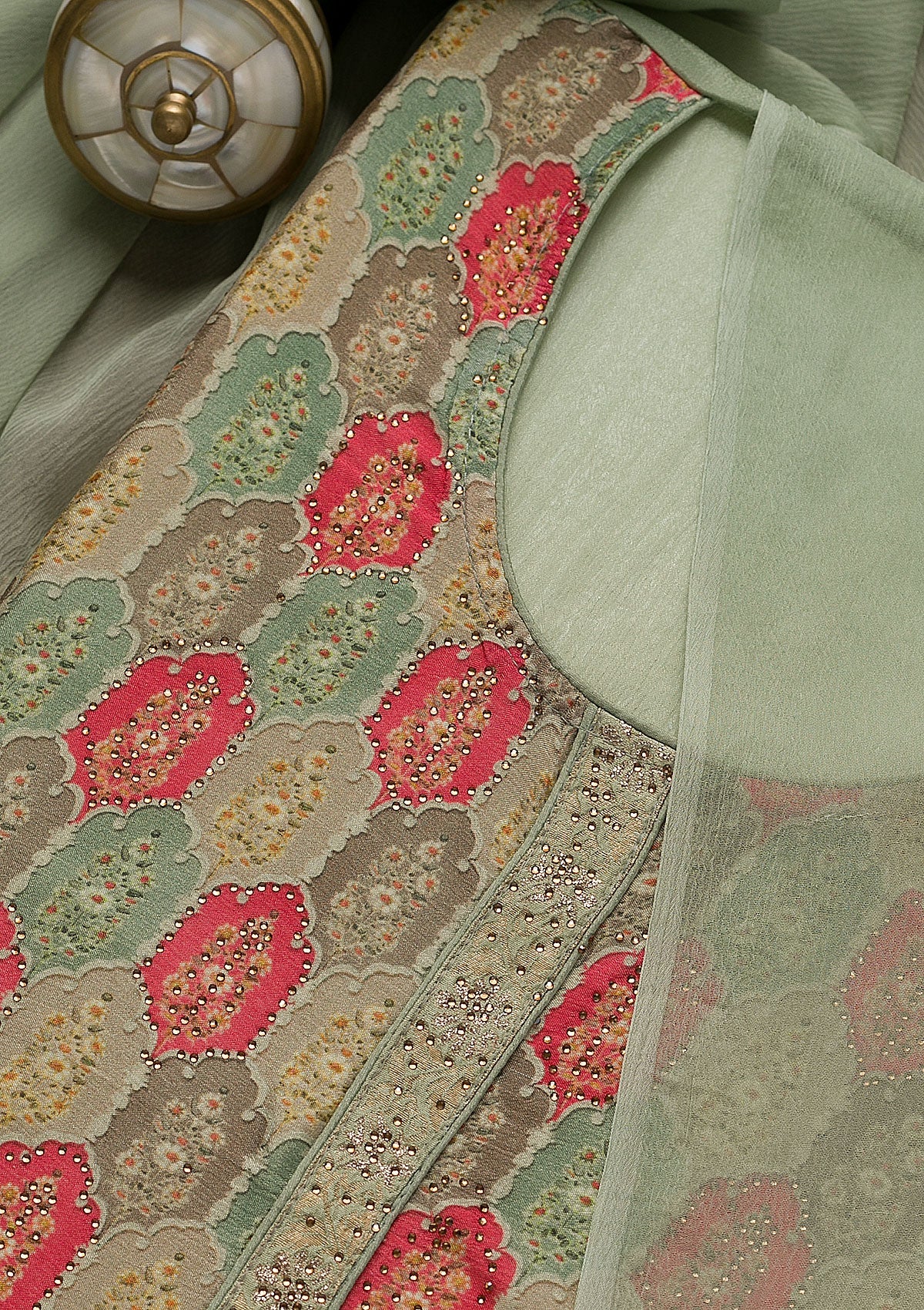 Mustard Yellow Threadwork Chanderi Readymade Salwar Suit - Image 16