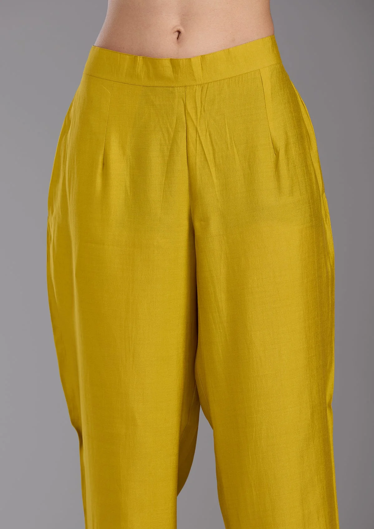 Mustard Yellow Threadwork Chanderi Readymade Salwar Suit - Image 9