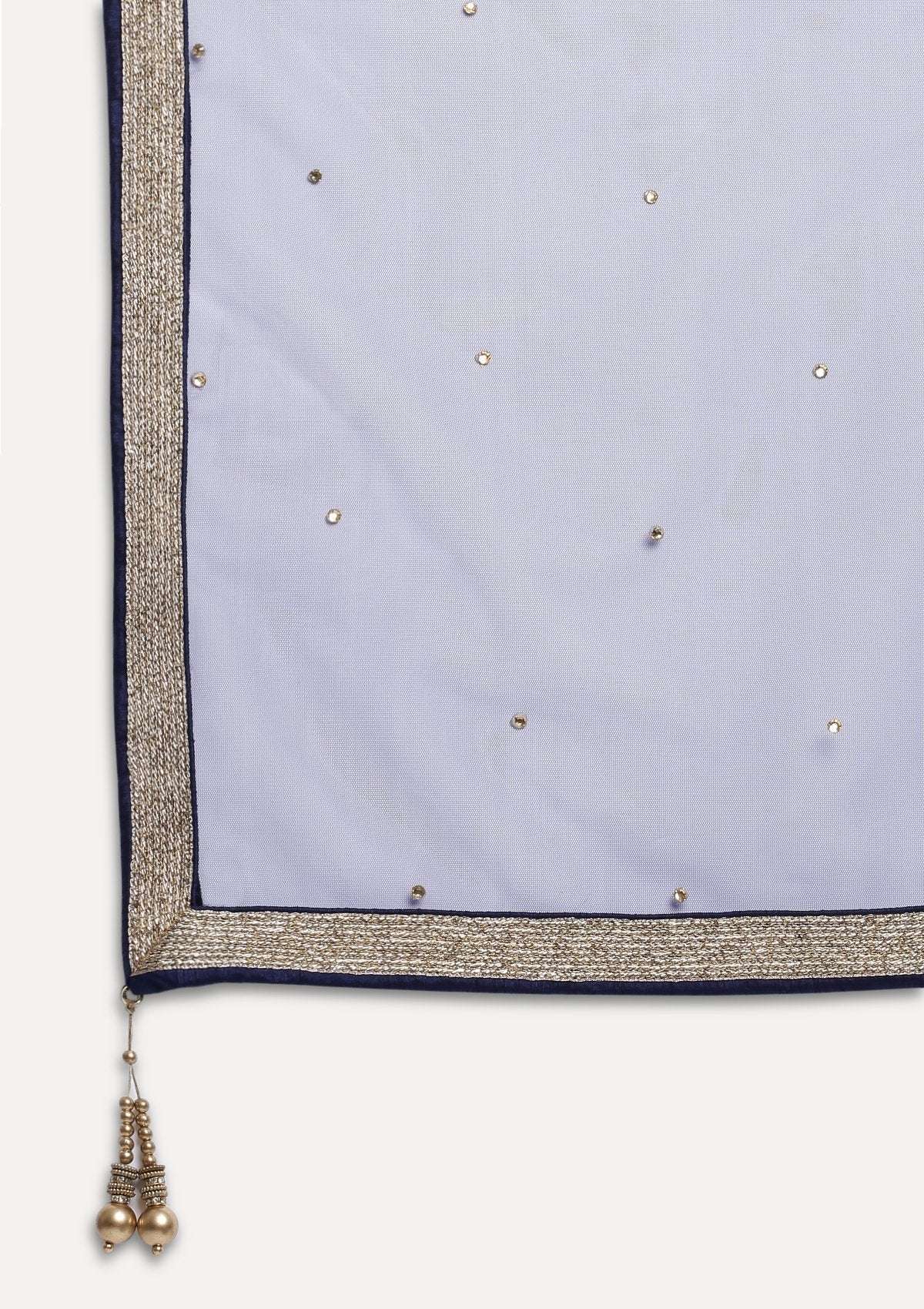 Navy Blue Stonework Raw silk Readymade Lehenga - Image 9