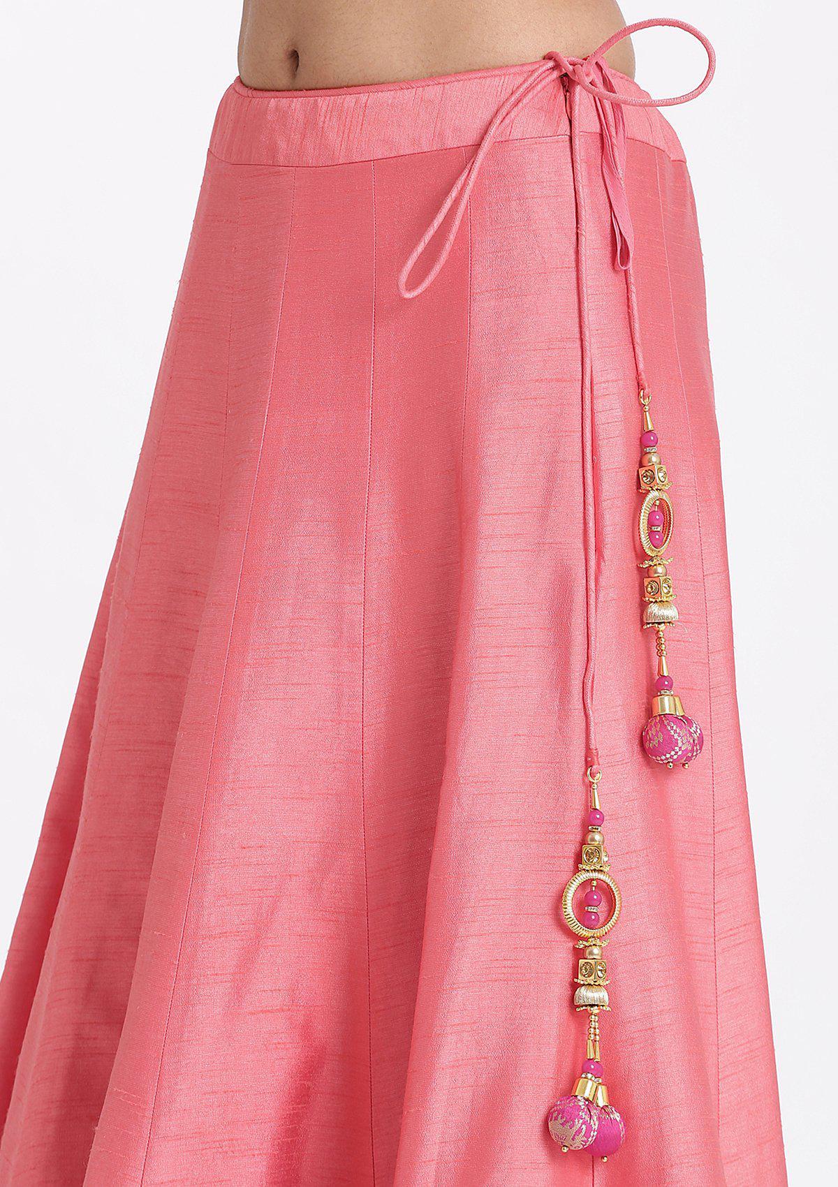 Peach Zardozi Rawsilk Readymade Lehenga - Image 7