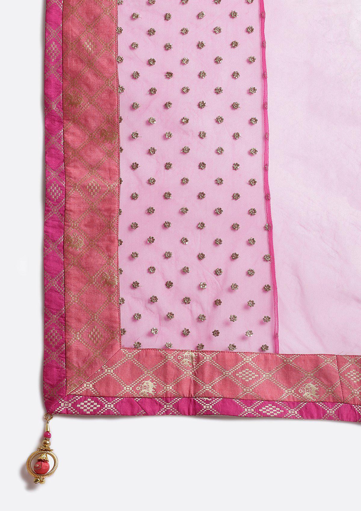 Peach Zardozi Rawsilk Readymade Lehenga - Image 8