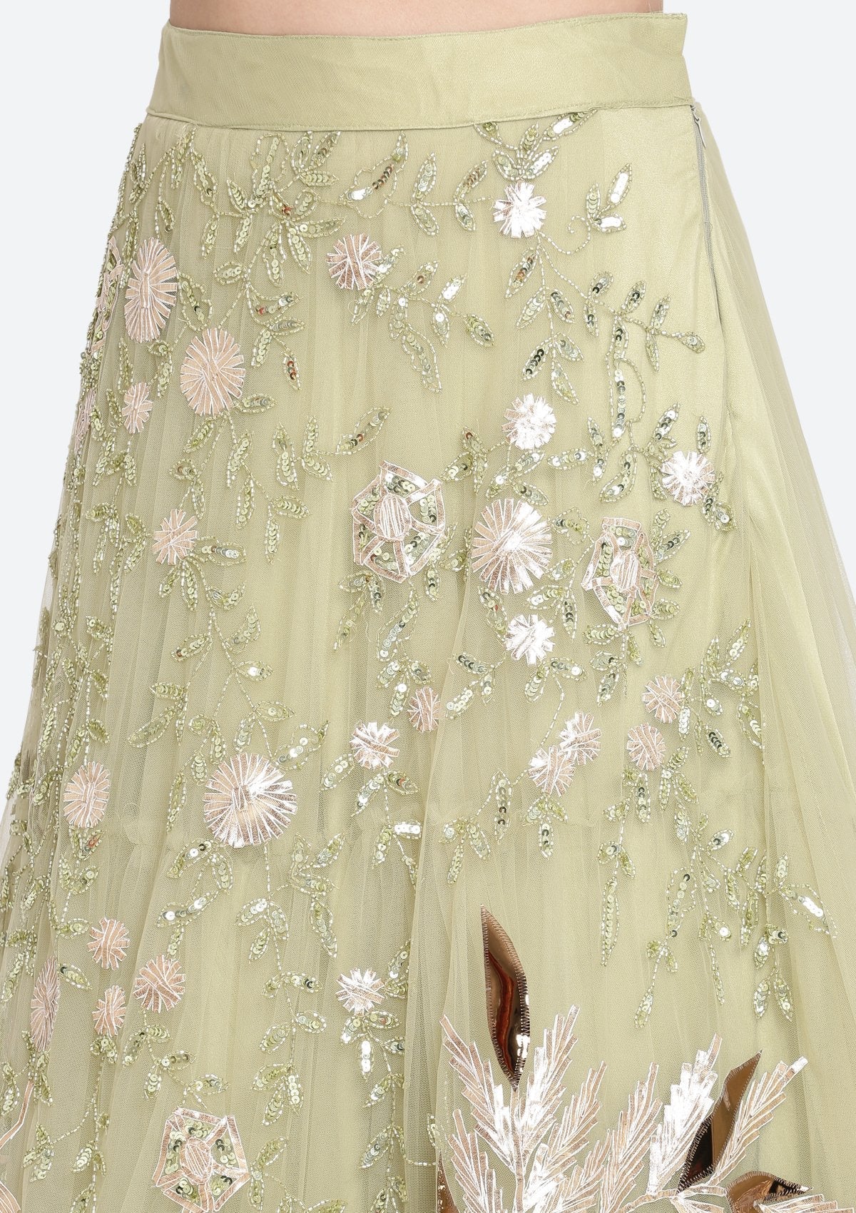 Pista Green Cutdana Net Readymade Lehenga - Image 8