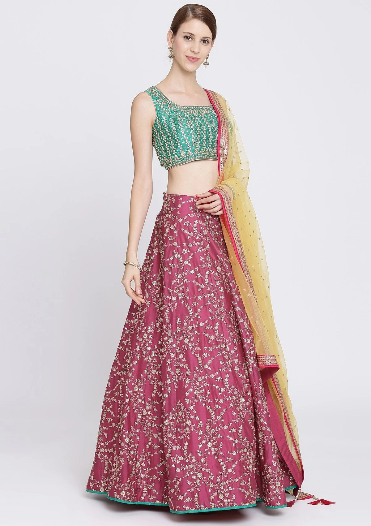 Rani Pink Sequins Net Readymade Lehenga - Image 4